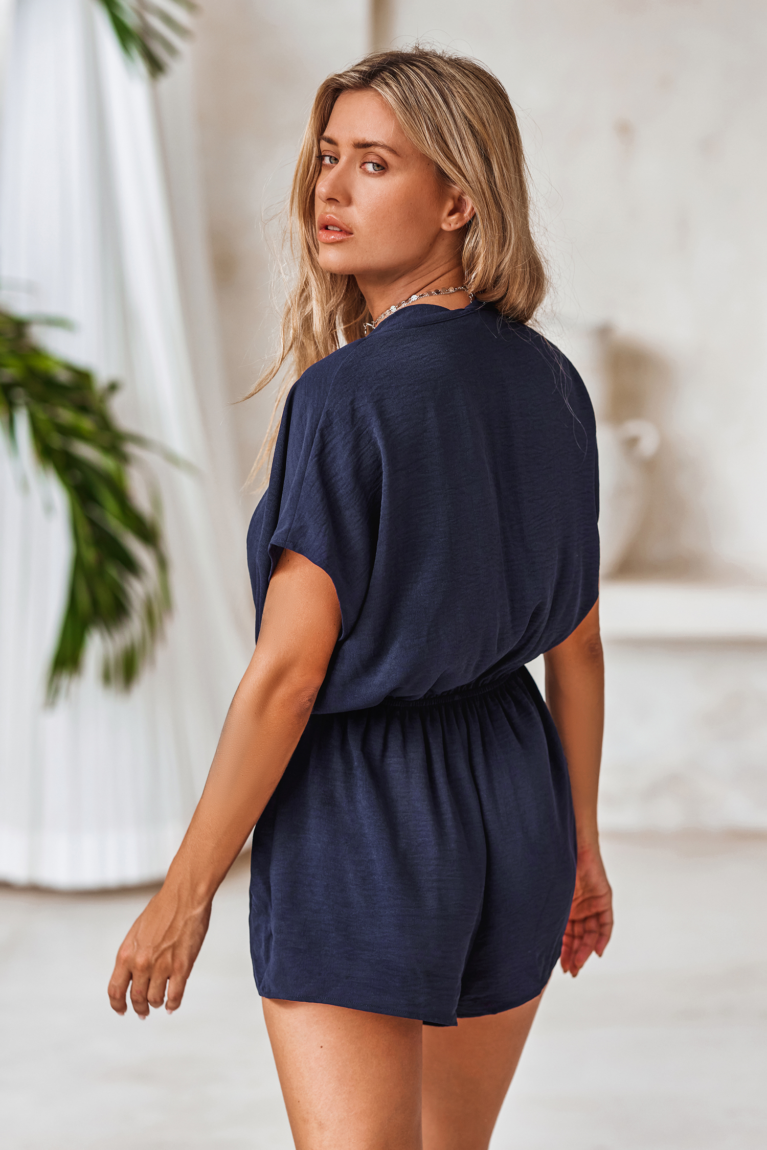 Combishort bouffant bleu foncé