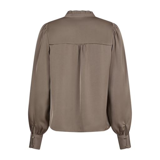 Neo Noir Massima Drapy Satin Bluse, Dark Taupe, 36