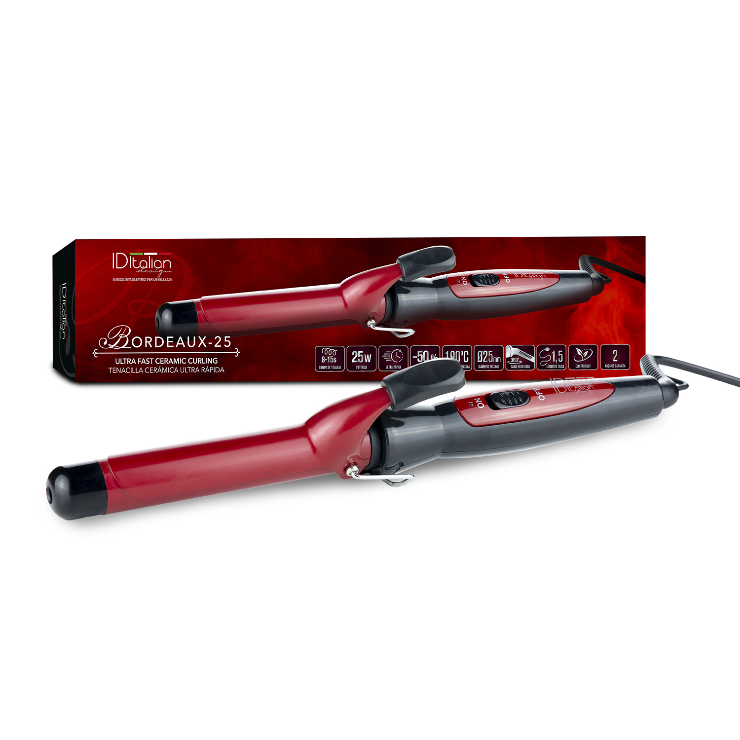 Italian Design Bordeaux 25 mm curling iron