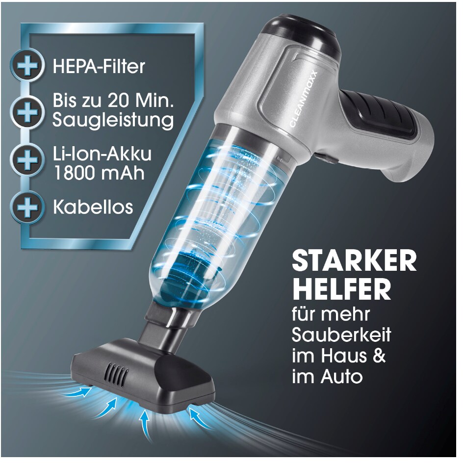 CLEANmaxx Akku-Zyklon-Handstaubsauger Set 9-tlg