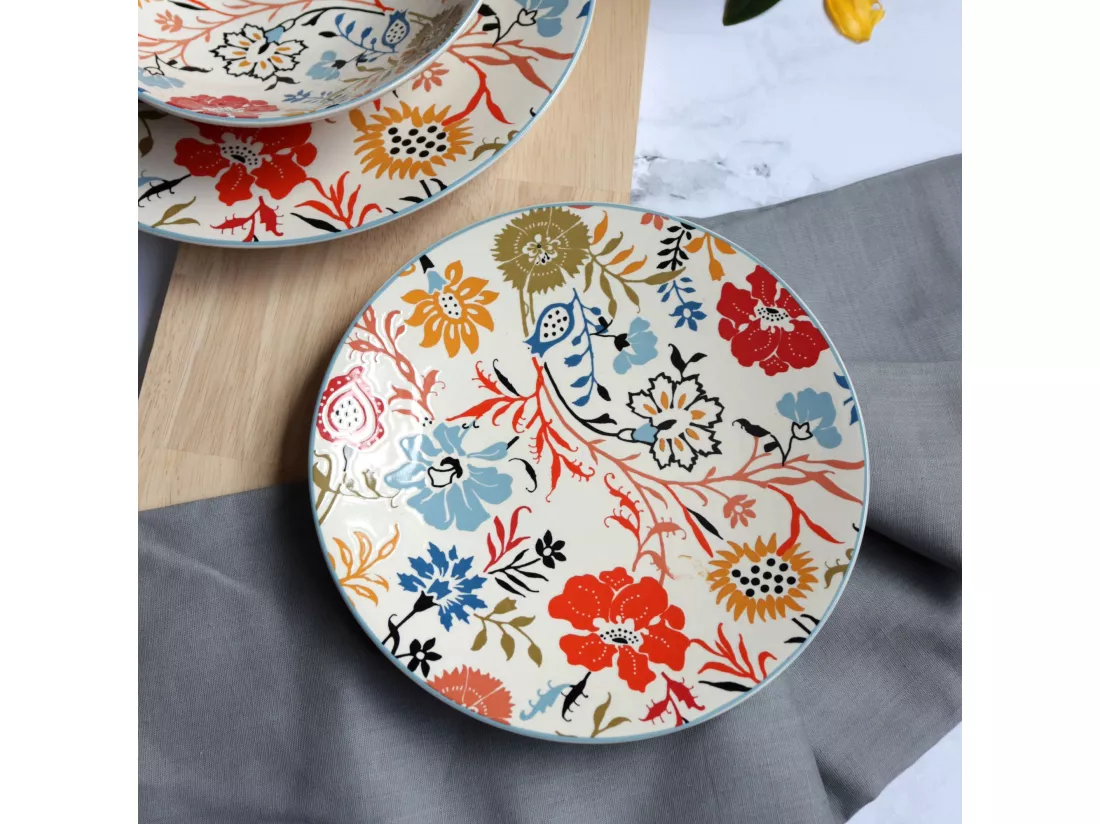 Novastyl - Lot 6 Assiettes A Dessert Jaipur 20cm En Gres