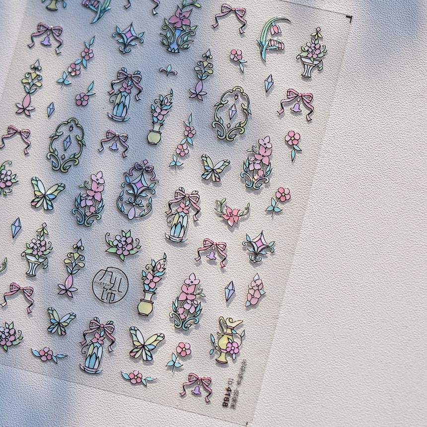 tomoni - Nail Art Stickers met Gebeitst Ramen