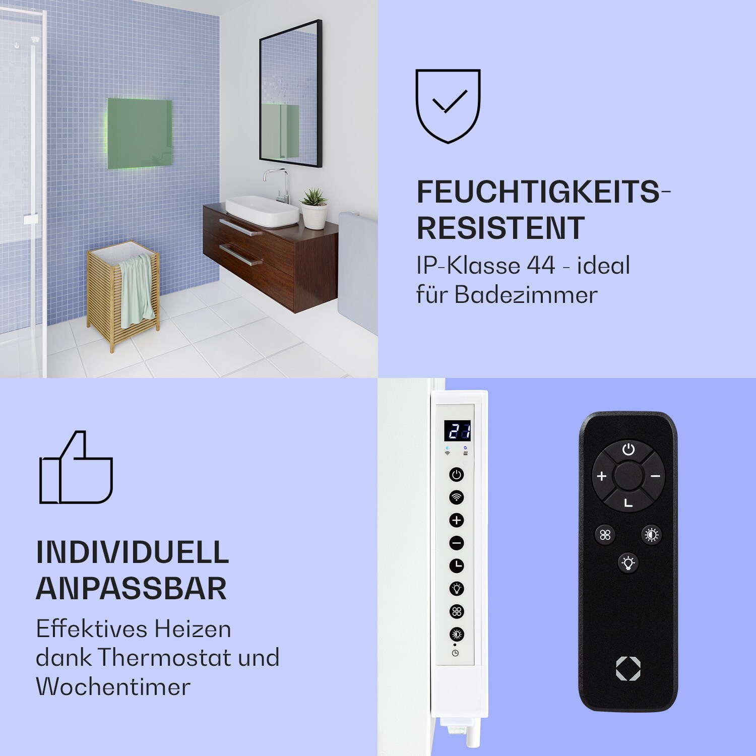 Mojave 500 smart 2-in-1 Heizgerät Infrarot Konvektor 60x60cm 500W RGB-Licht