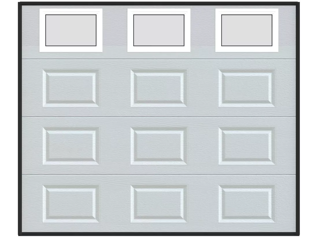 Porte de garage sectionnelle à cassette blanc avec fenêtres motorisée L254 x H218 cm - CAOPAS