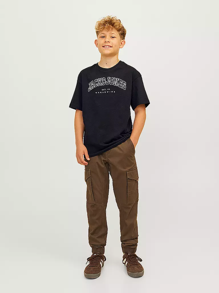 JACK & JONES Jungen T-Shirt  JJECALEB VARSITY TEE  schwarz