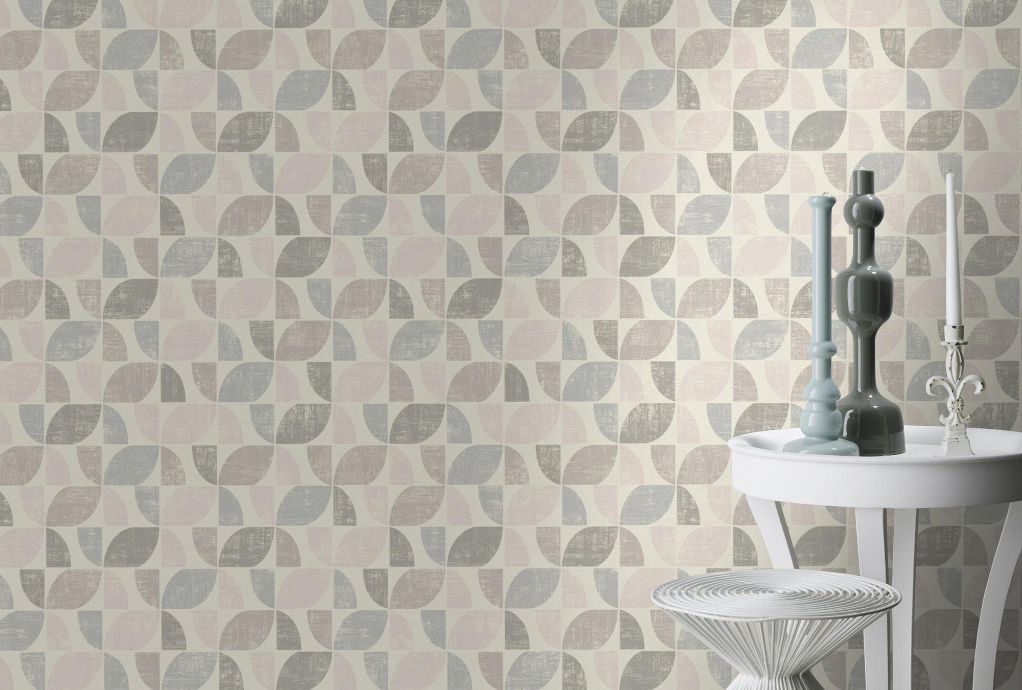 Vliestapete MODERN ART - creme - 10 Meter