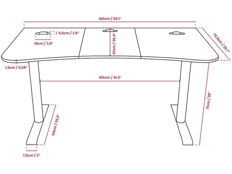 Arozzi Arena Medium Gaming Table Schwarz Gaming-Tisch