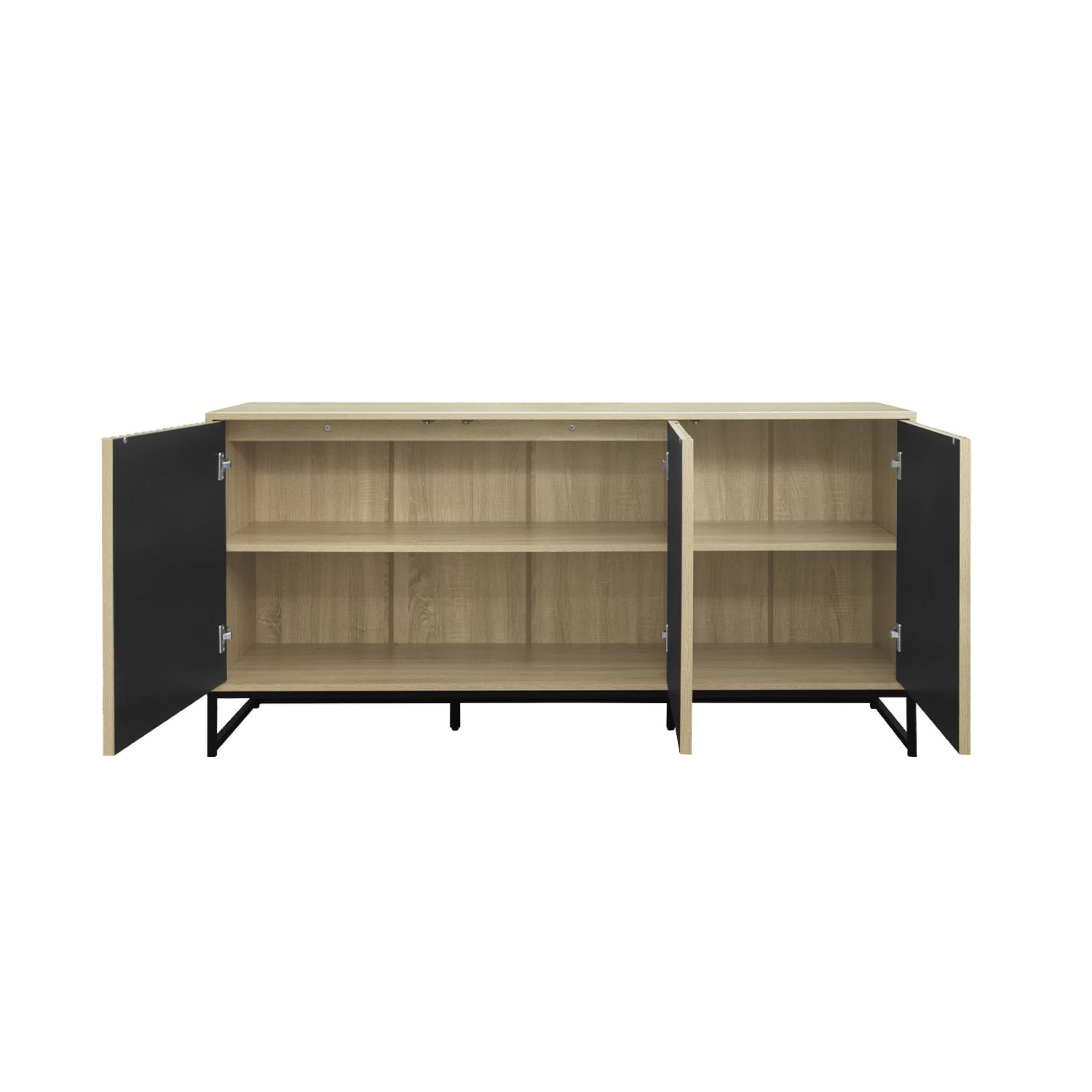 sweeek - Eigentijds 3-deurs dressoir met gegroefd houteffect L 160