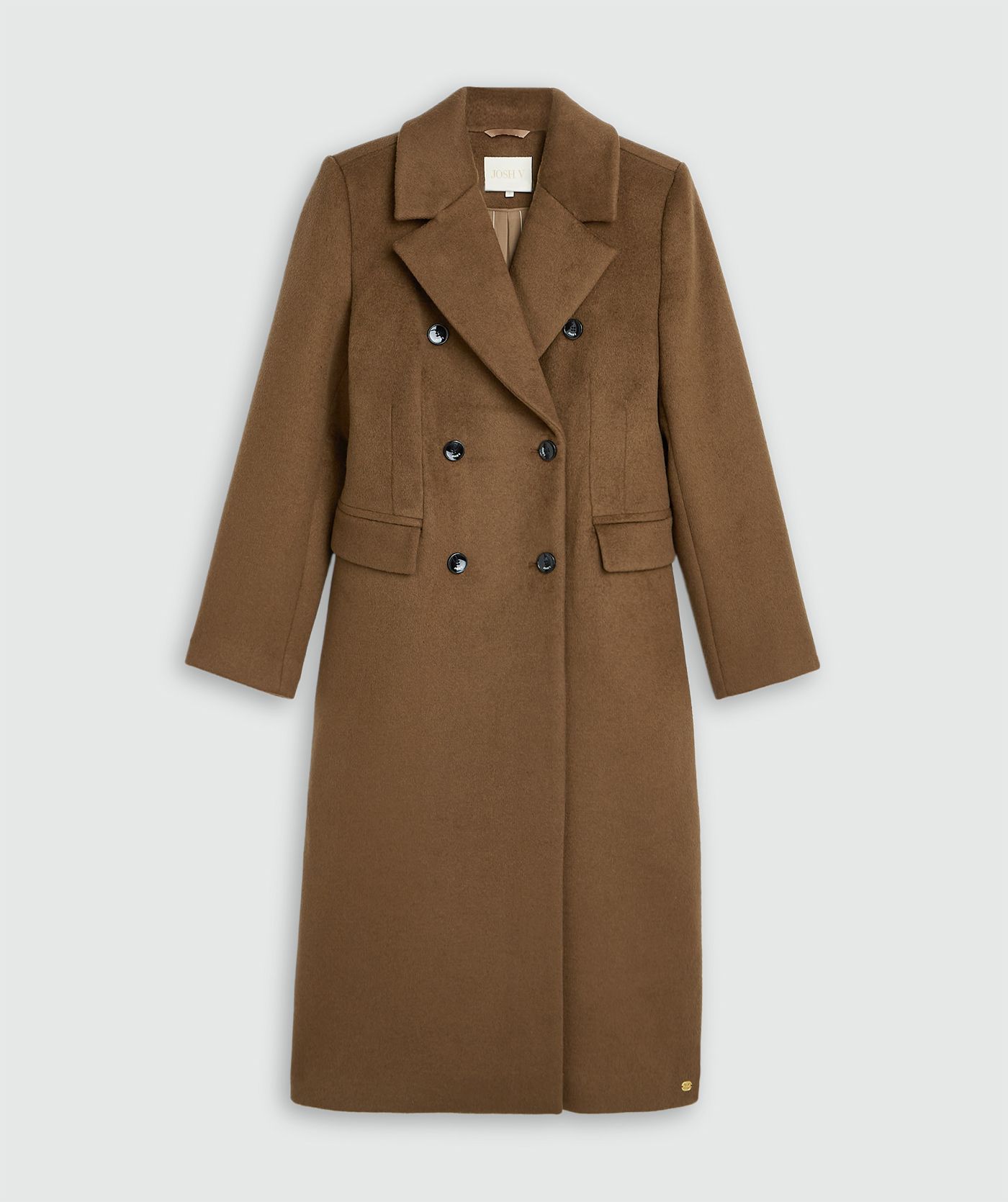 JV-REBECCA regular mantel met wol - khaki melange