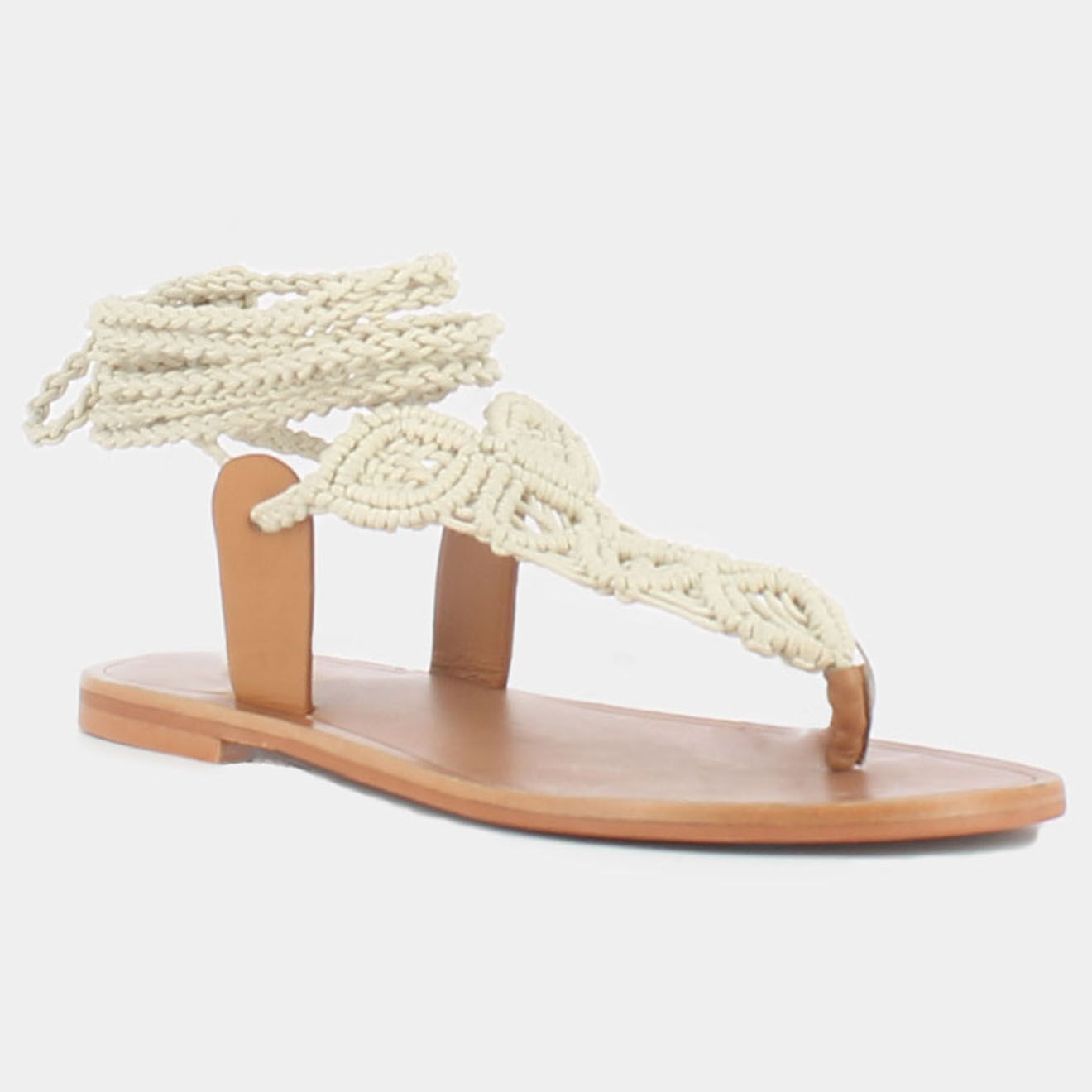 Jonak Sandales plates en Cuir Washington camel