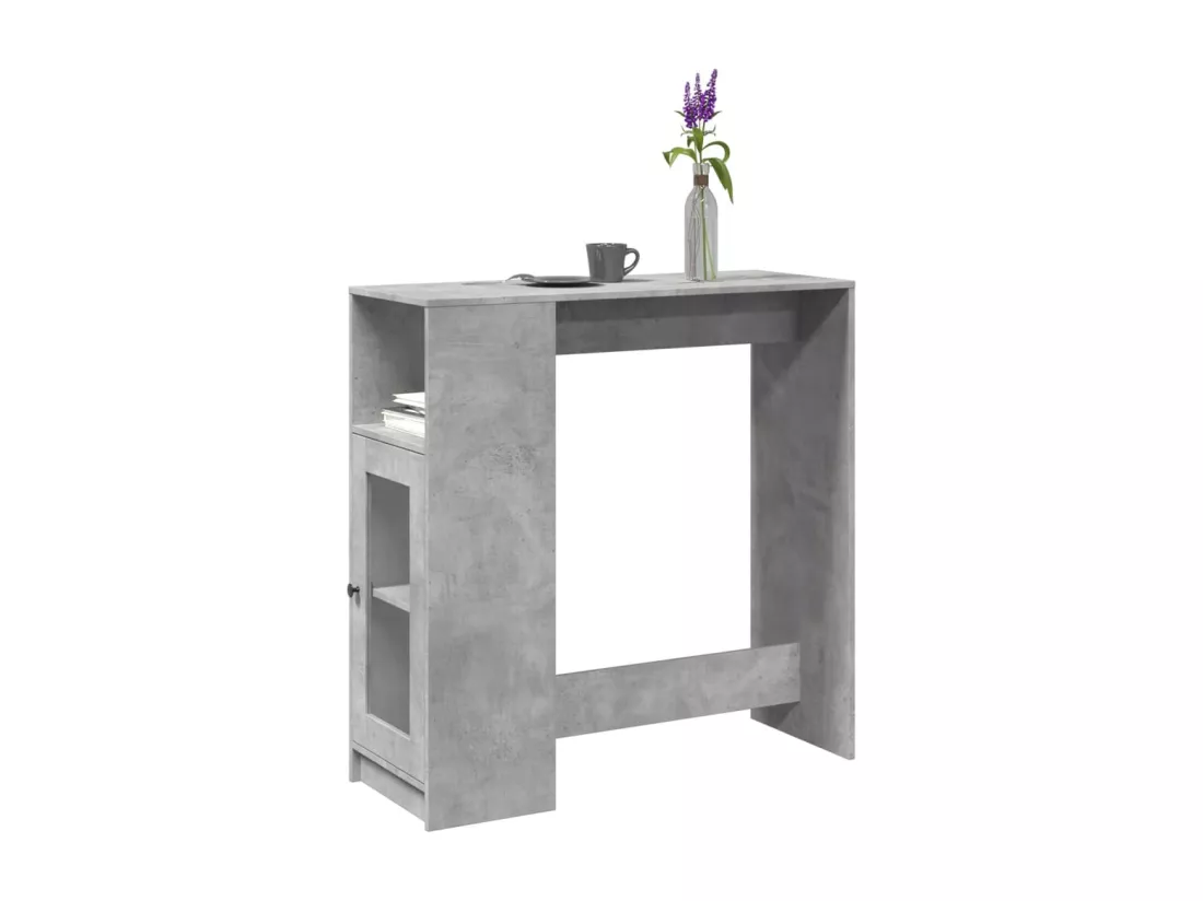 Table de bar avec étagères gris béton bois d'ingénierie