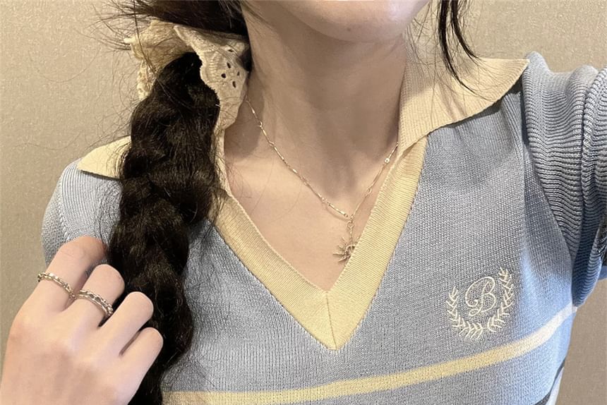 Allinya - Gestreept poloshirt met korte mouwen en letters