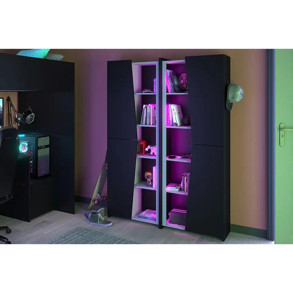 Kast Levi - zwart - 181x67x28 cm