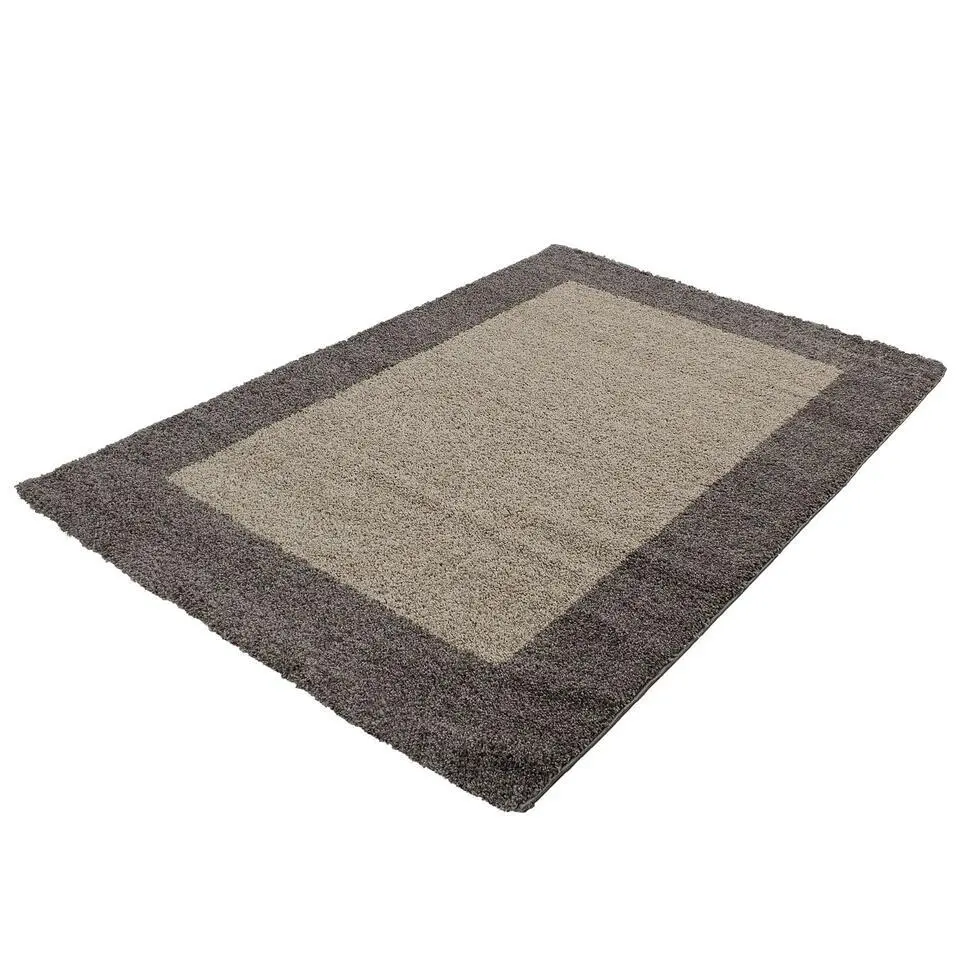 Basic Shaggy Kader vloerkleed Taupe Hoogpolig - 160x230 CM