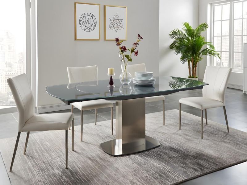 TALICIA - Eettafel - Uitschuifbaar - Gehard Glas - Grijs - 6 tot 8 Personen