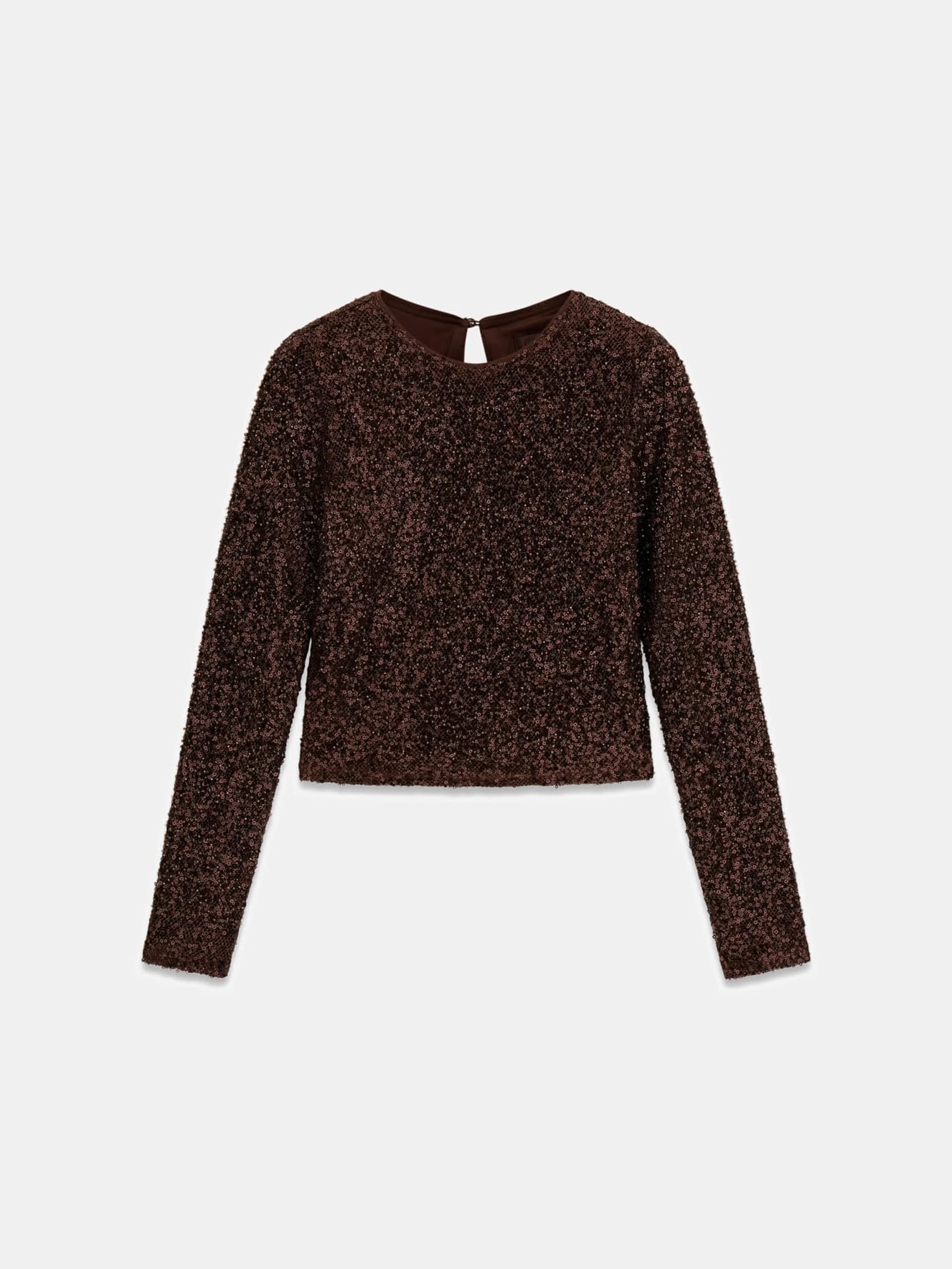 Top cropped de lantejoulas