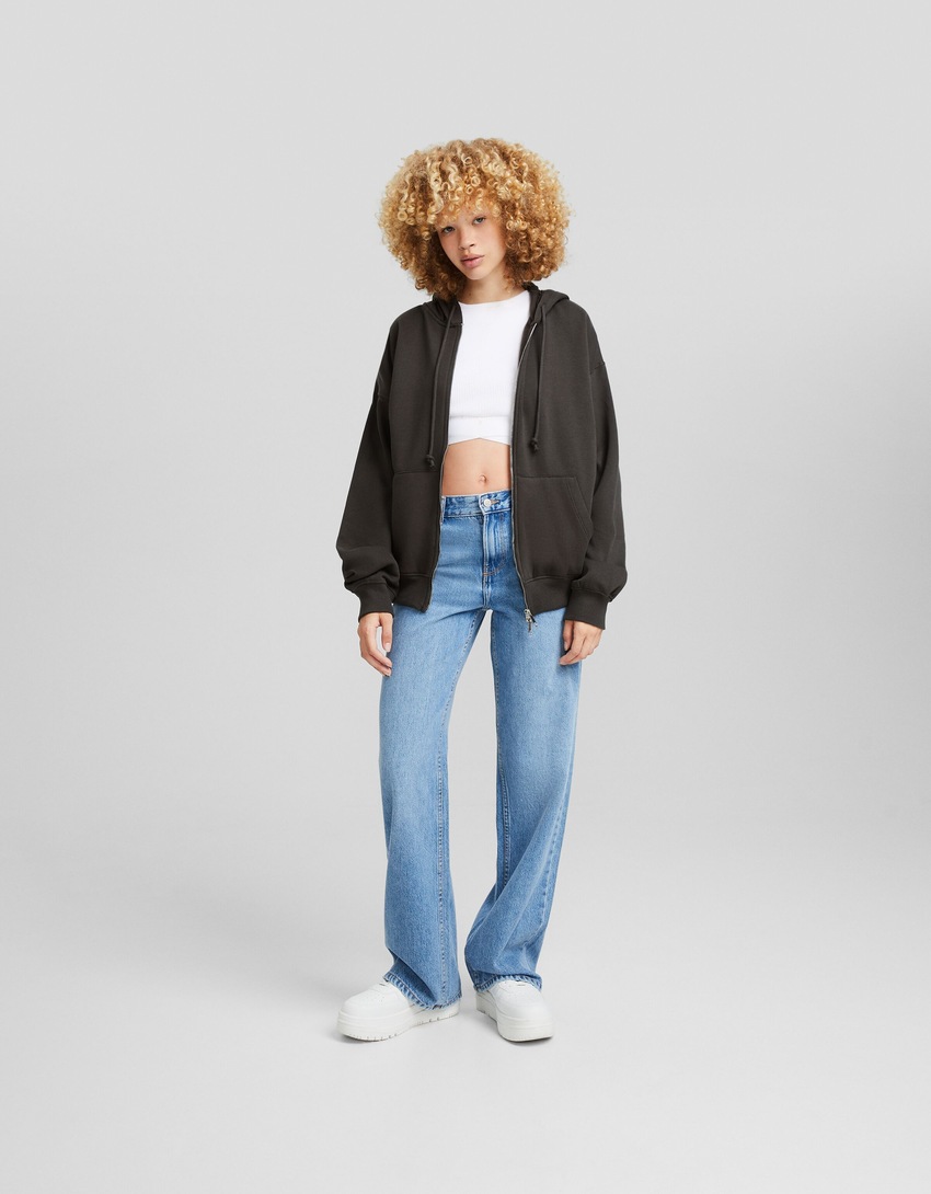 Moletom com zíper oversized