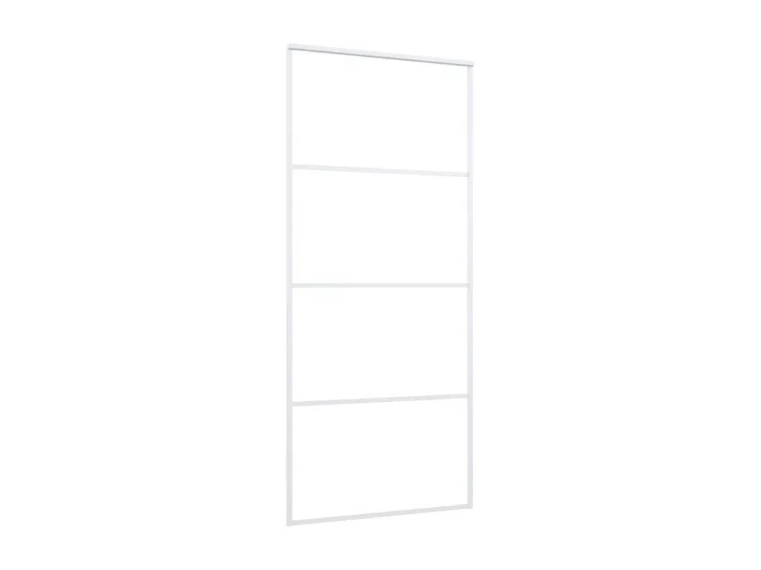 Porte coulissante Verre ESG dépoli et aluminium 90x205 cm Blanc