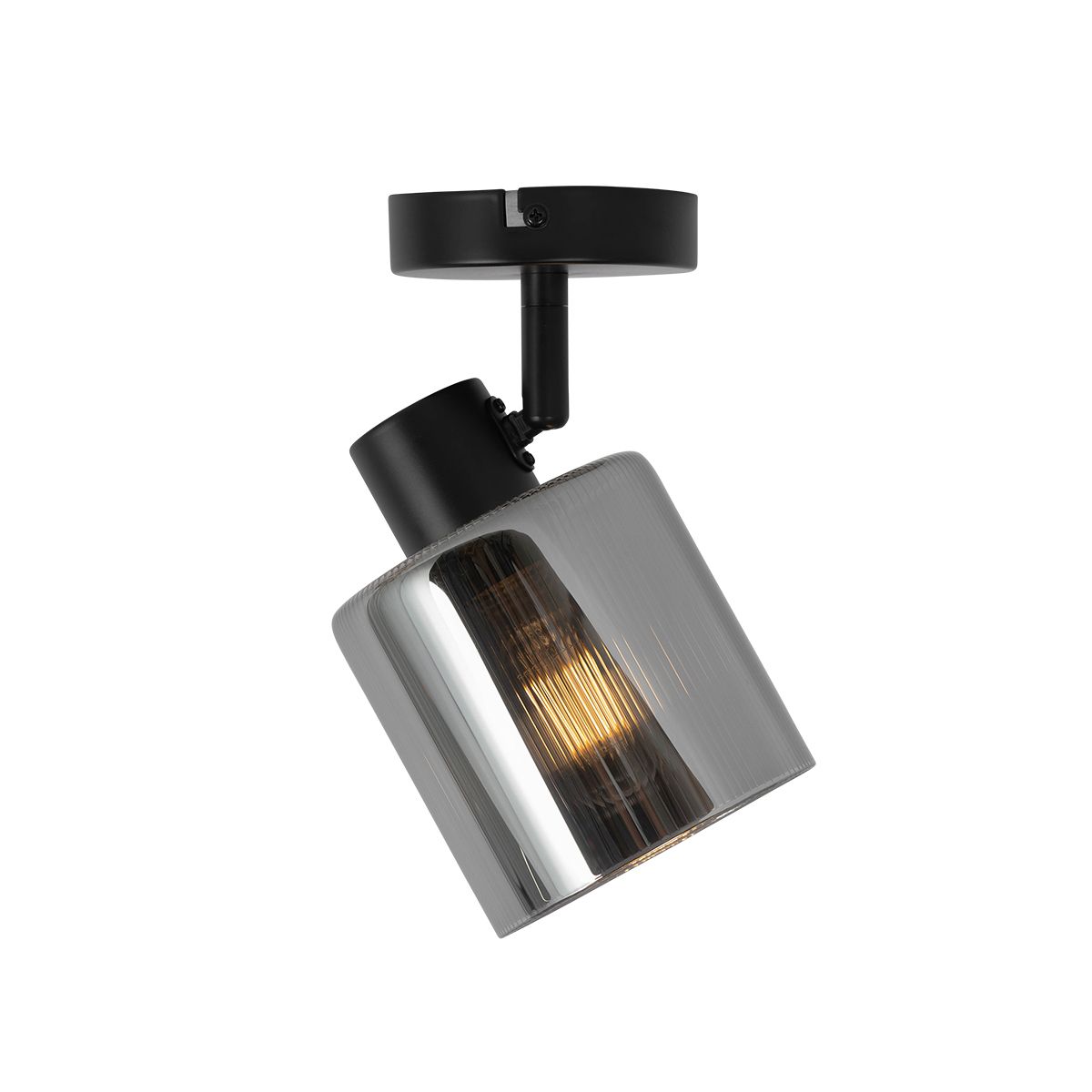 Art Deco plafondspot zwart met smoke glas verstelbaar - Laura