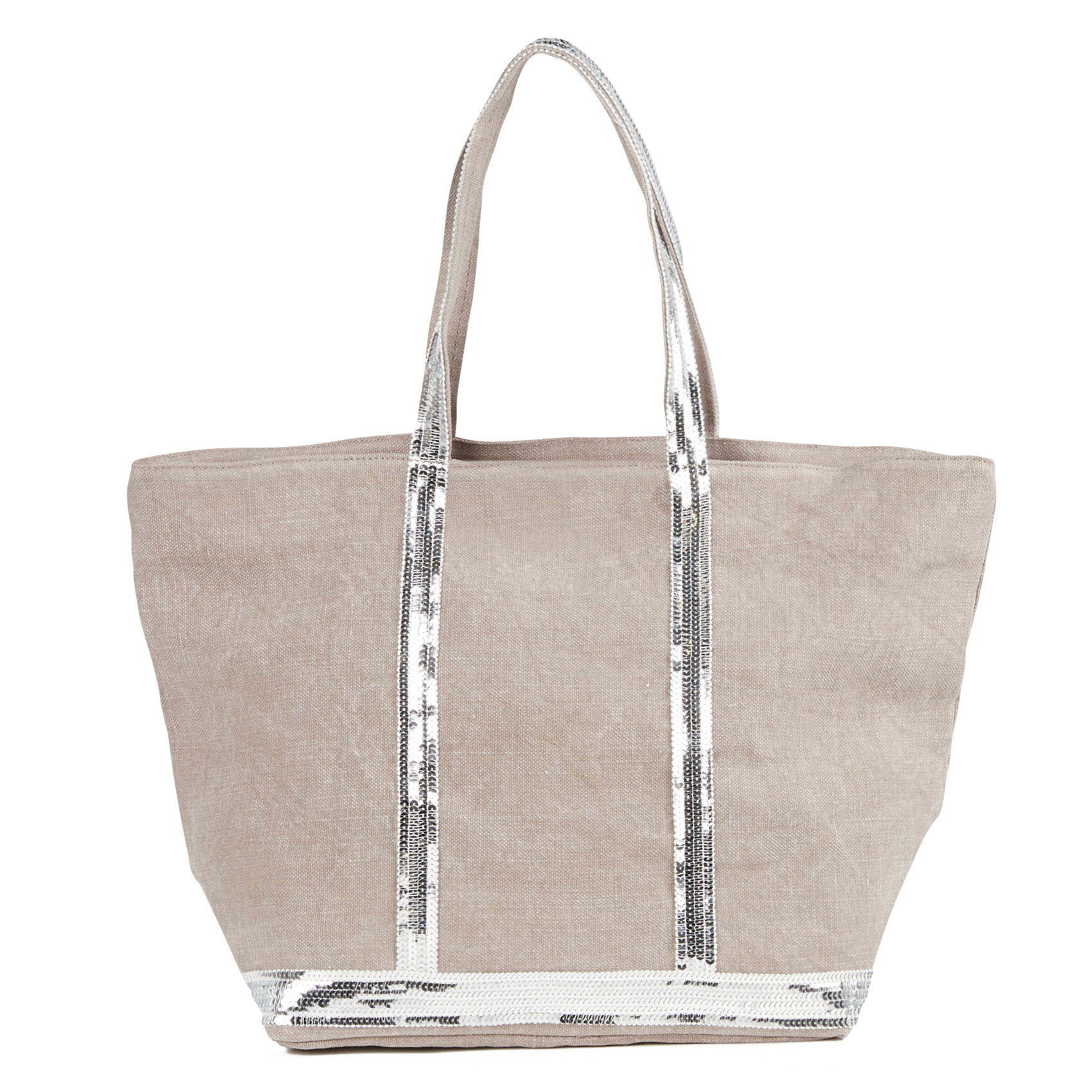 Cabas L brodé avec sequins en lin | Gris