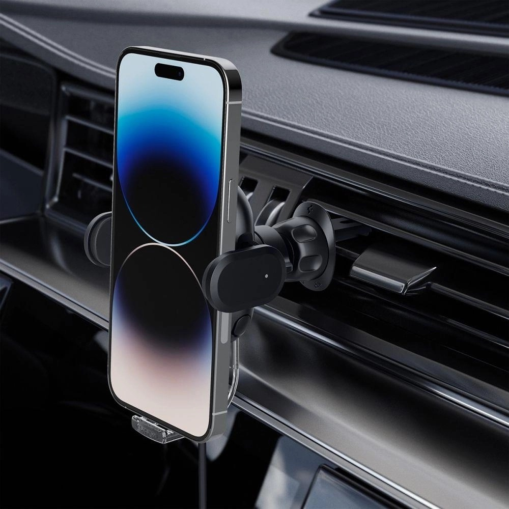 (15W) OneTap Qi Wireless Auto KFZ Smartphone Halterung Ladegerät für Lüftungsgitter mit Automatik Verriegelung (ACP01279) - Schwarz