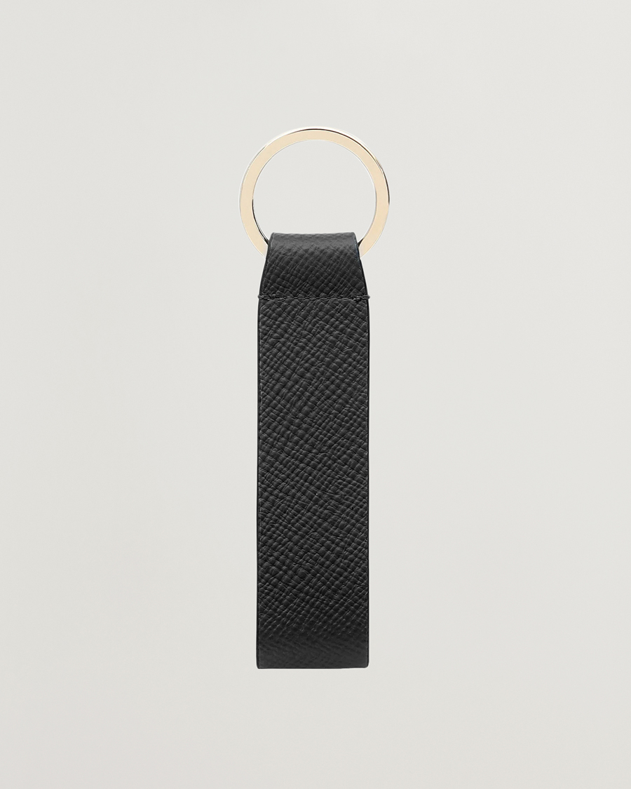 Smythson Panama Leather Keyring Black