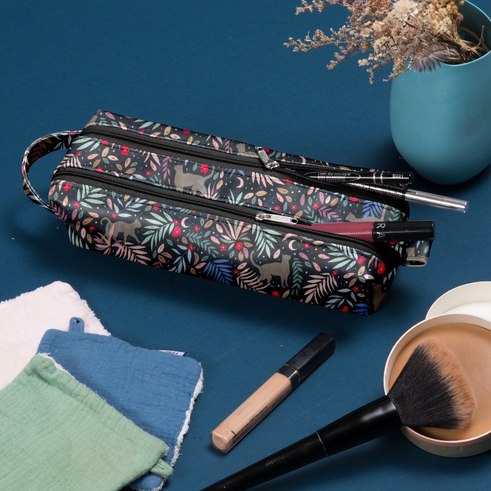Trousse Double Compartiment Nuit Féline