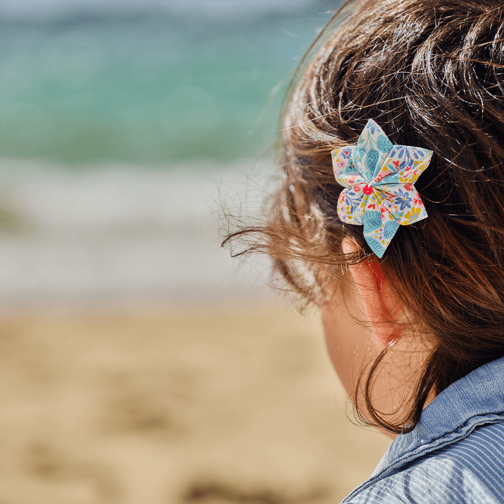 Barrette Fleur Étoile Champêtre Bleuté