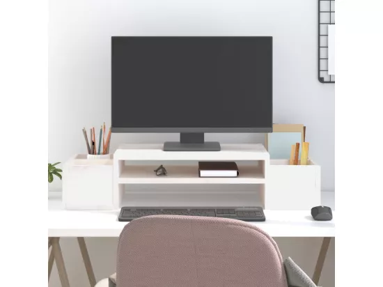 Support de moniteur Blanc 70x27,5x15 cm Bois de pin solide