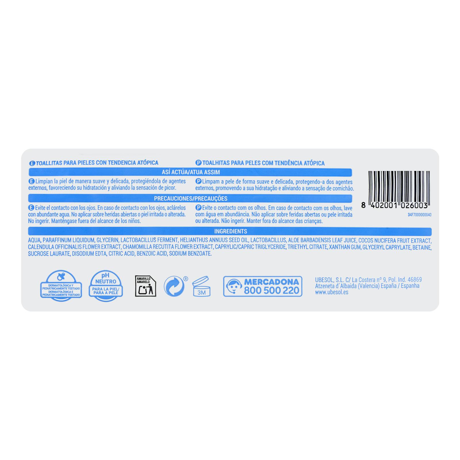Lingettes pour bébé Deliplus pour peaux à tendance atopique