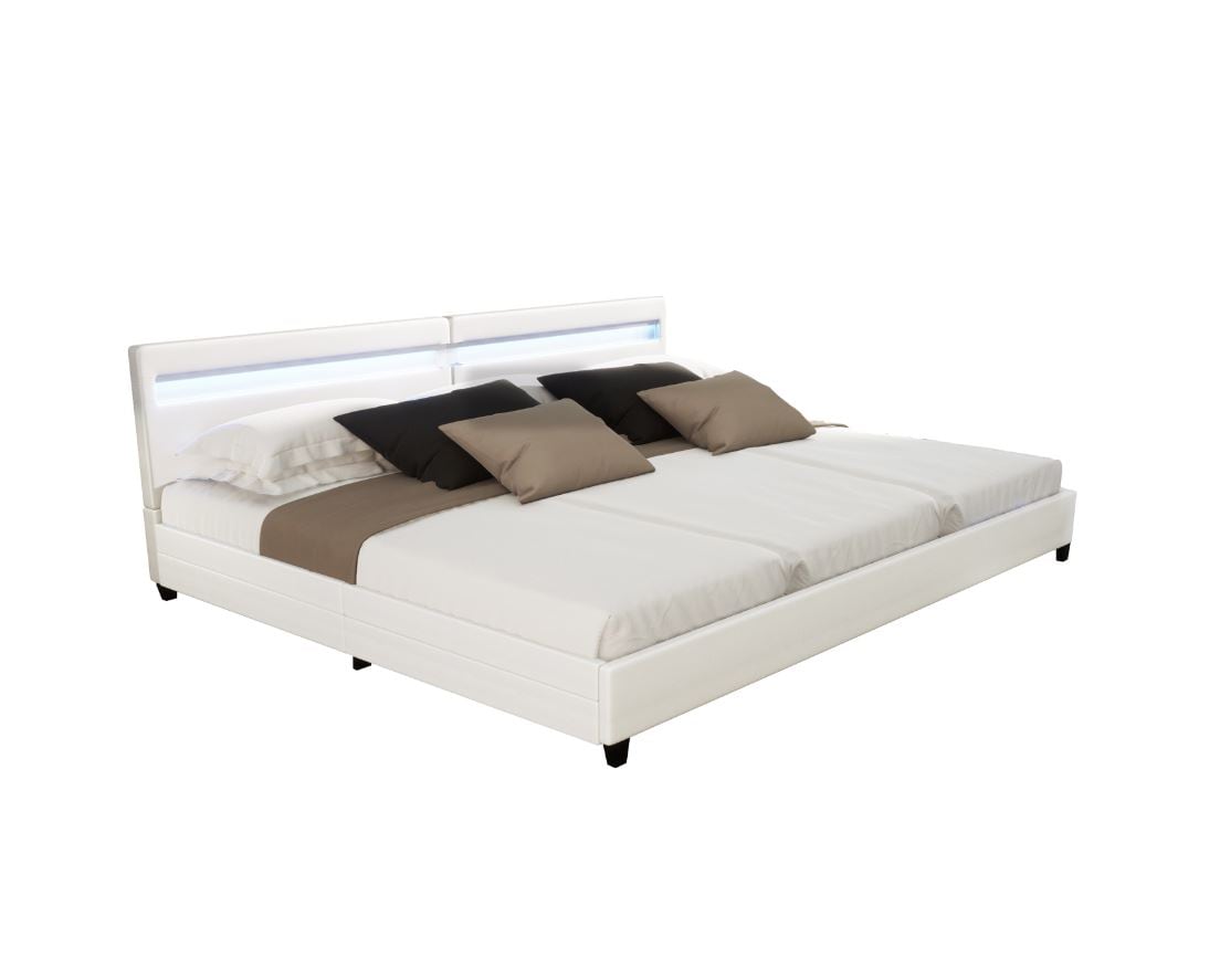 HOME DELUXE LED Bett Nube mit Schubladen 270x200cm - versch. Ausführungen - ohne Matratze - Weiß
