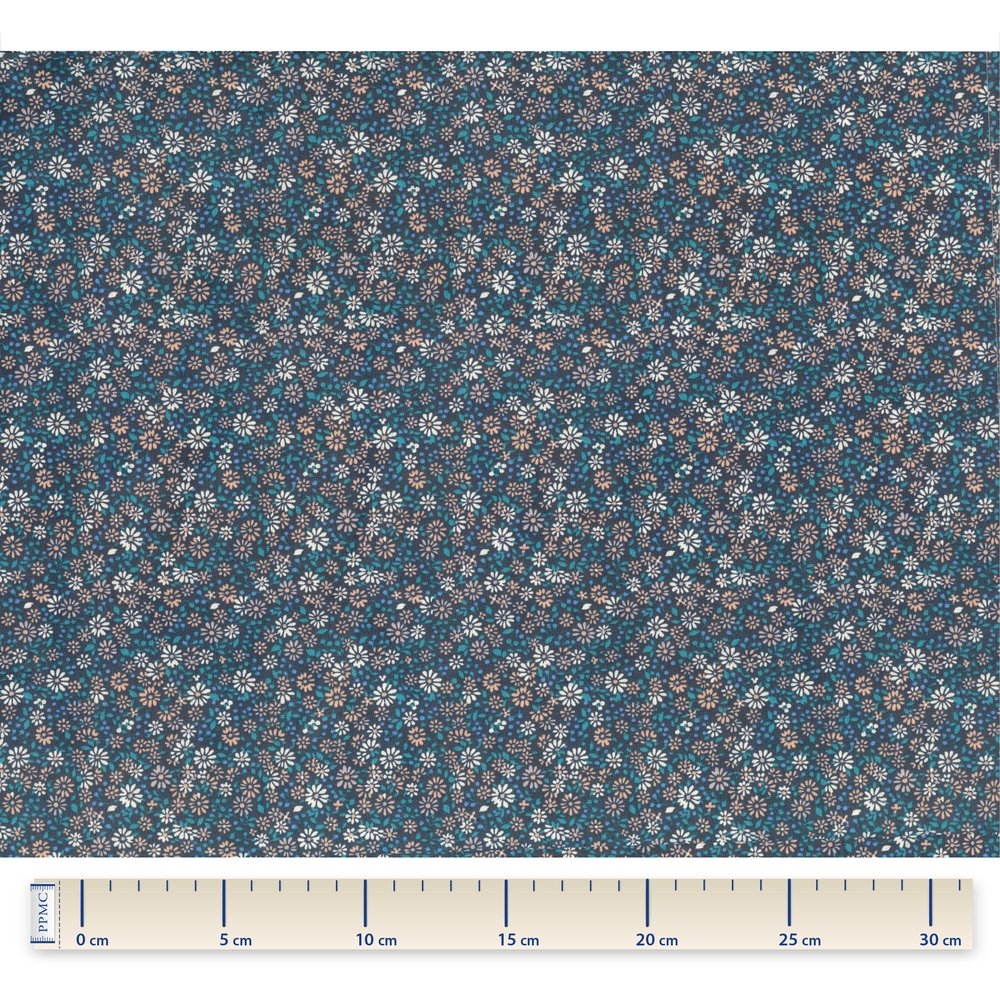 Coupon Tissu 50 Cm Paquerette Marine
