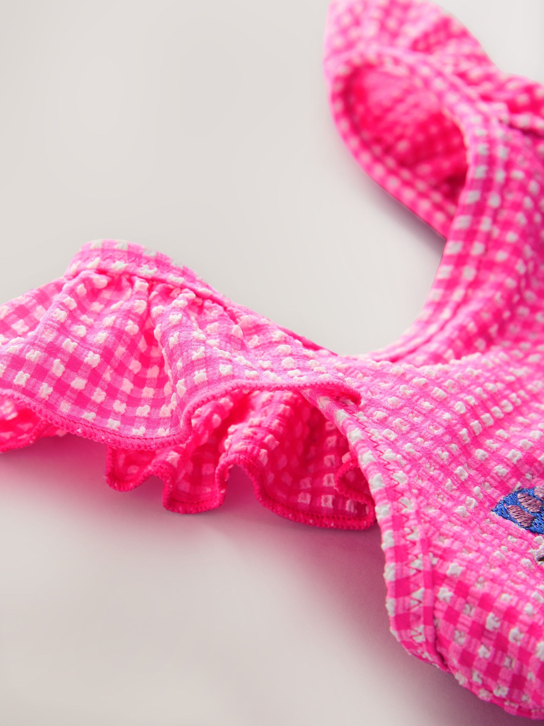 Roze gingham - Badpak met rucheschouders (3 mnd - 7 jr)