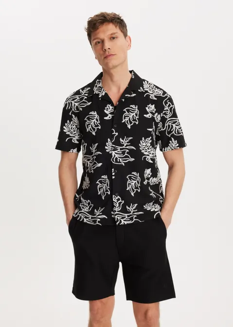 Overhemd met borduur detail zwart (ZWART)