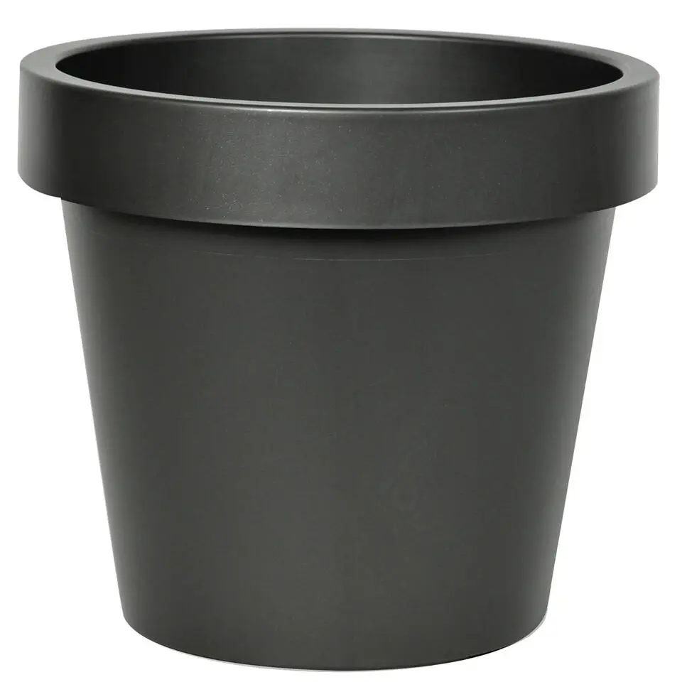 Mega Collections Plantenpot/bloempot - kunststof - zwart - D25 cm