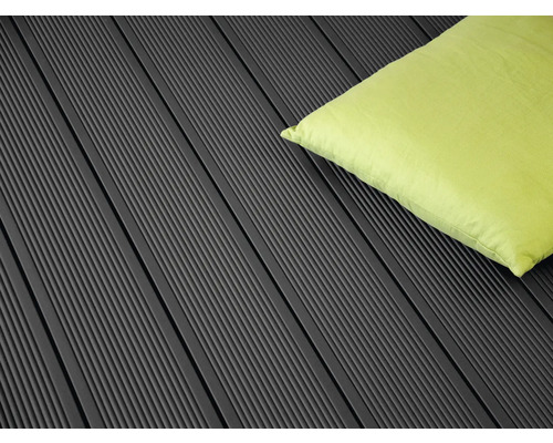 Konsta WPC terrasplanken Futura holle kamerprofiel mat 26x145 mm (verkoop per meter van 1000 mm tot max. 6000 mm) donkergrijs