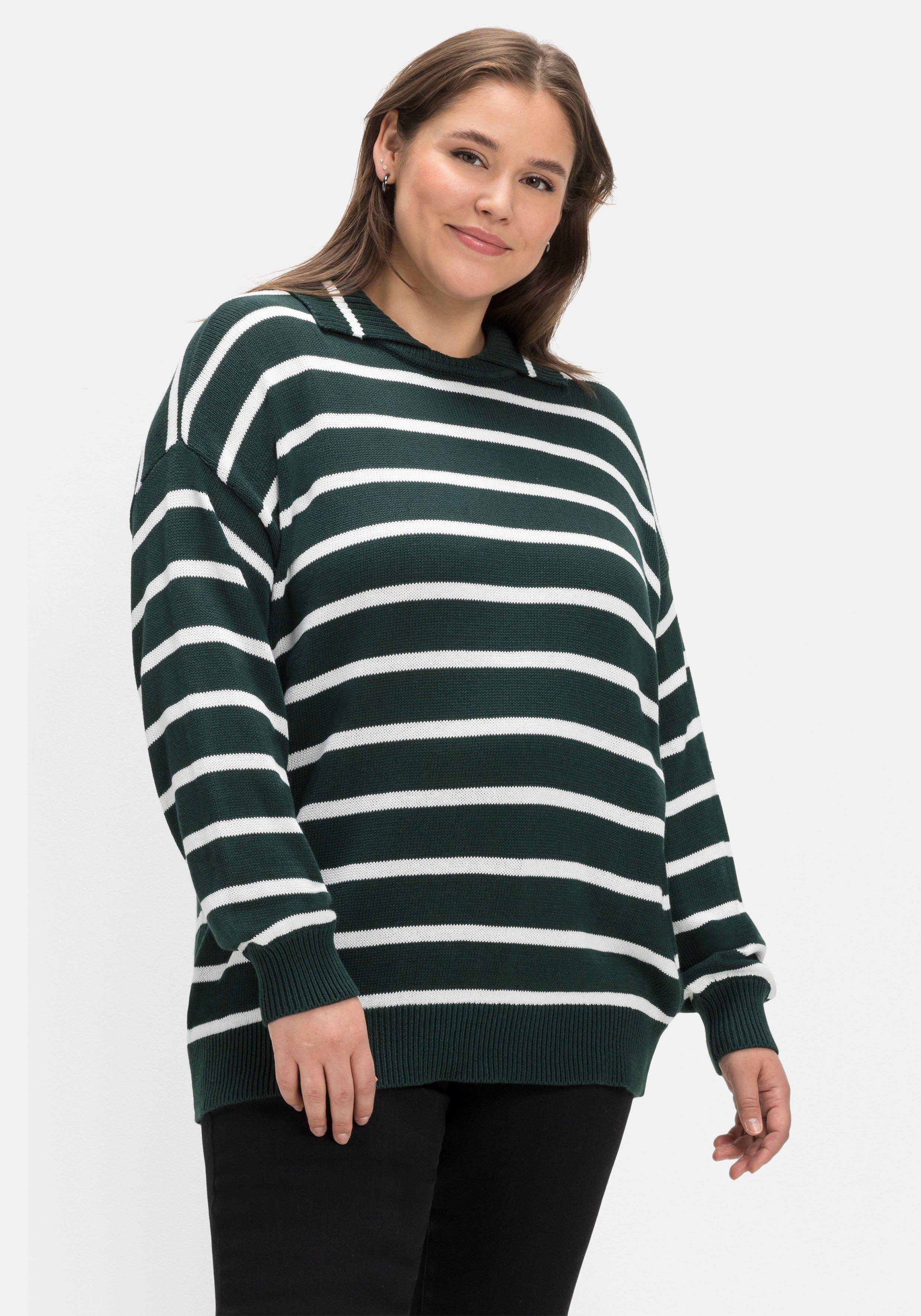 Pullover mit Streifen und Polokragen