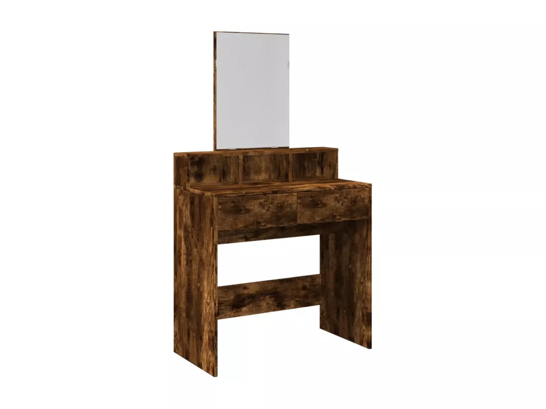Coiffeuse avec miroir chêne fumé 80x41x144,5 cm