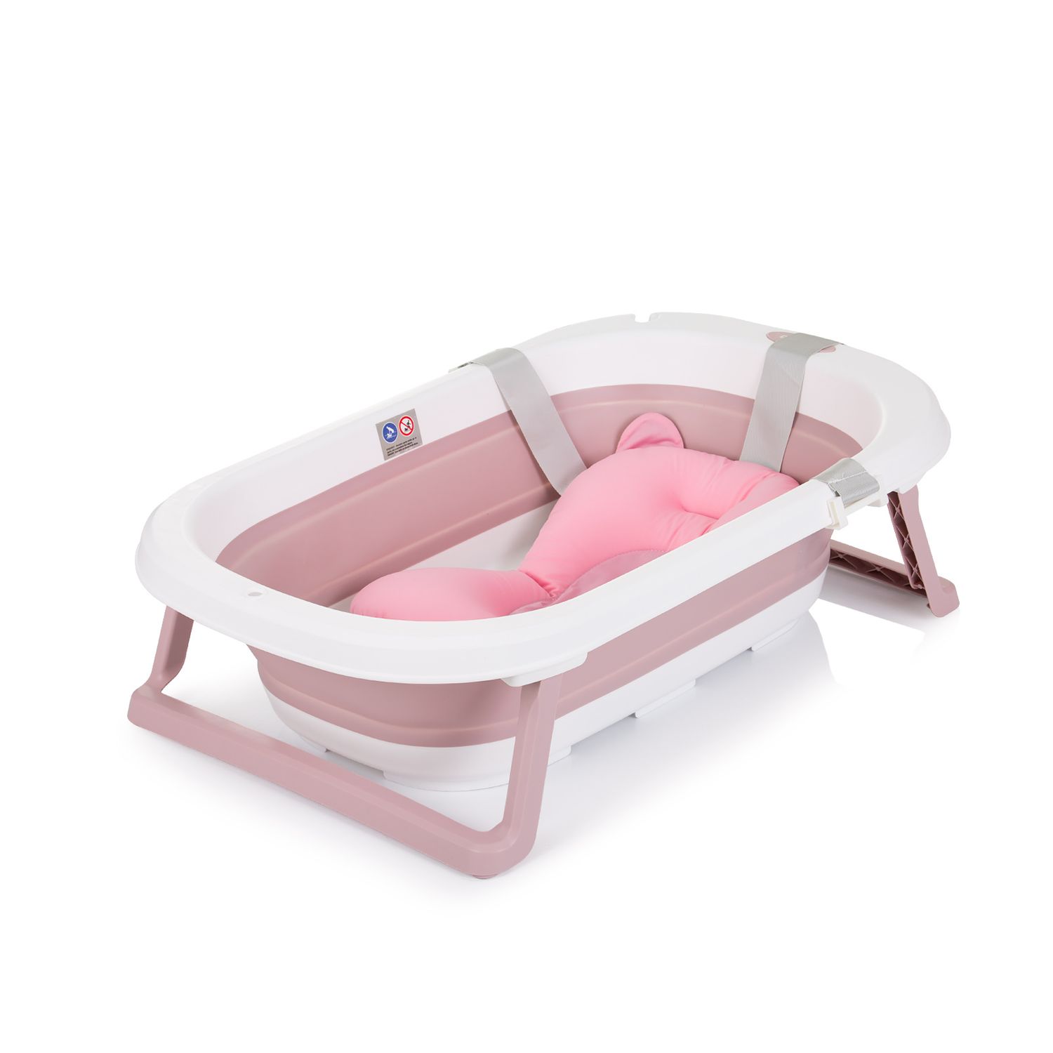 Chipolino Babywanne Isla mit Badekissen faltbar, integrierter Wasserablauf rosa