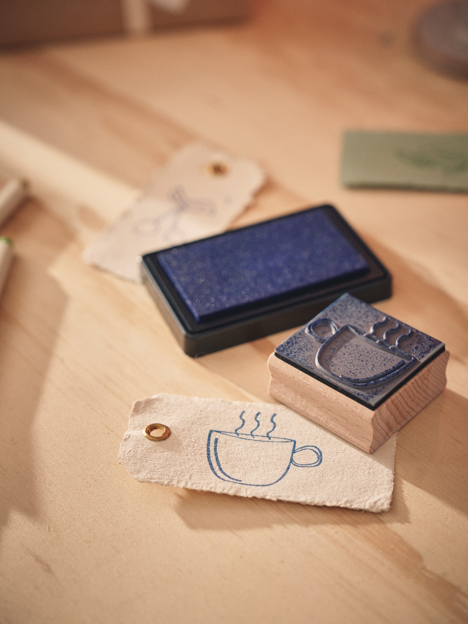 Træstempel | Bøg/gummi. 5 x 5 x 2,5 cm. | Nature