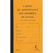 Carnet de maintenance 'Appareil de levage', 32 pages