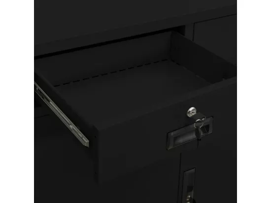 Armoire de bureau Noir 90x40x102 Acier