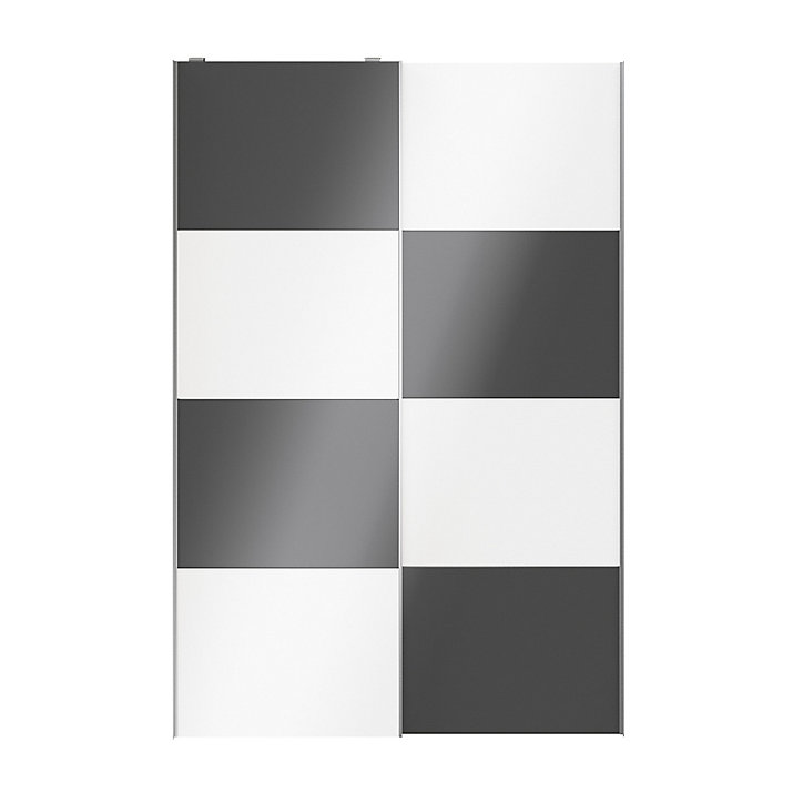 Portes de placard coulissantes 2 vantaux panneaux blancs brillants et anthracite brillants GoodHome Atomia H. 225 x L. 150 x ép. 5,5 cm