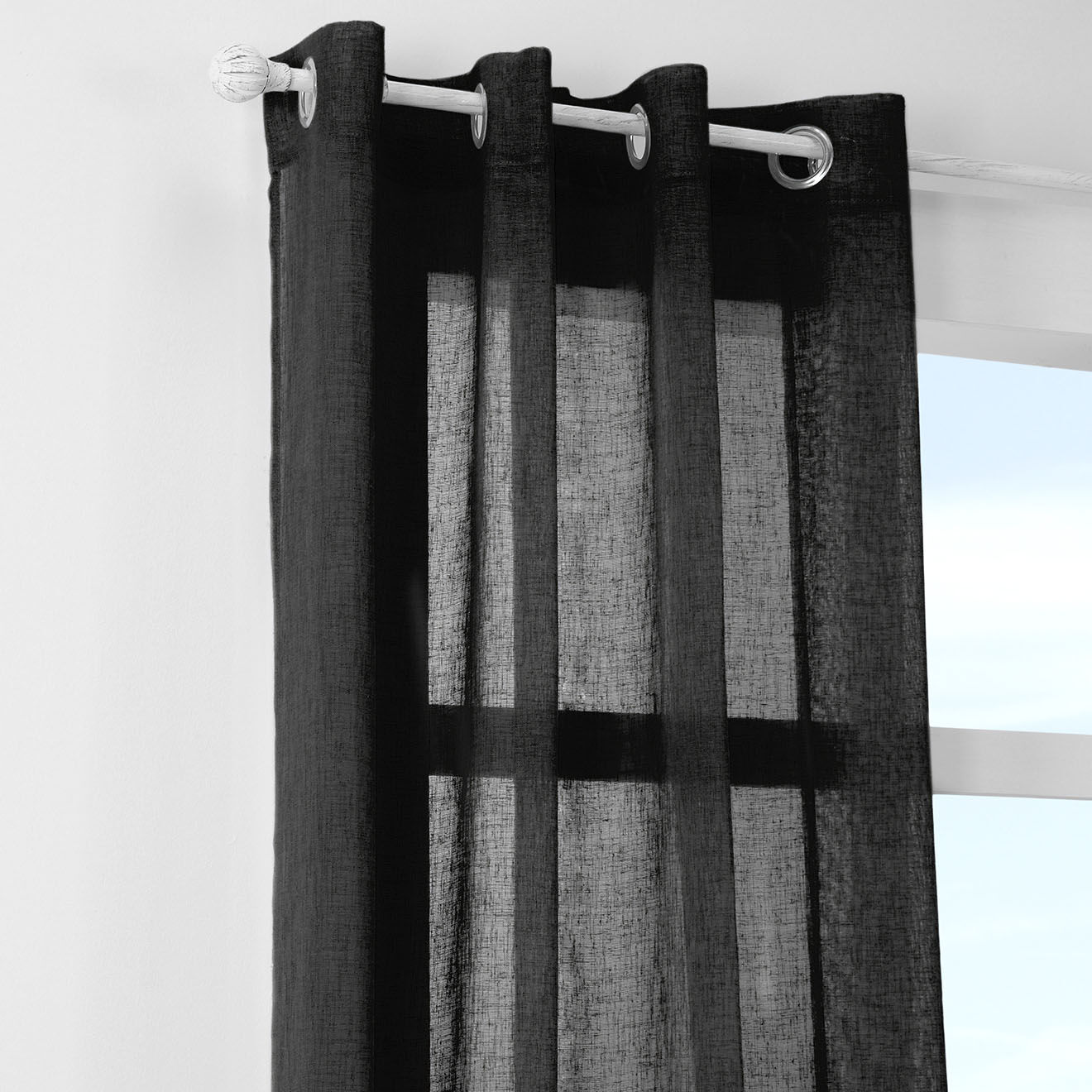Stof Rideau voile Paloma noir - 140x260 cm