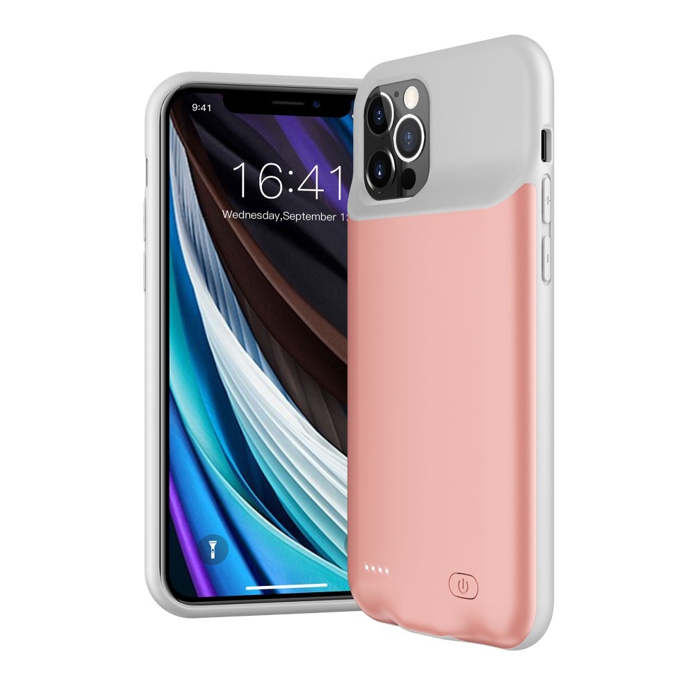 iPhone 12 / iPhone 12 Pro Backpack Akku Case (7000mAh) Schutzhülle - Roségold / Grau