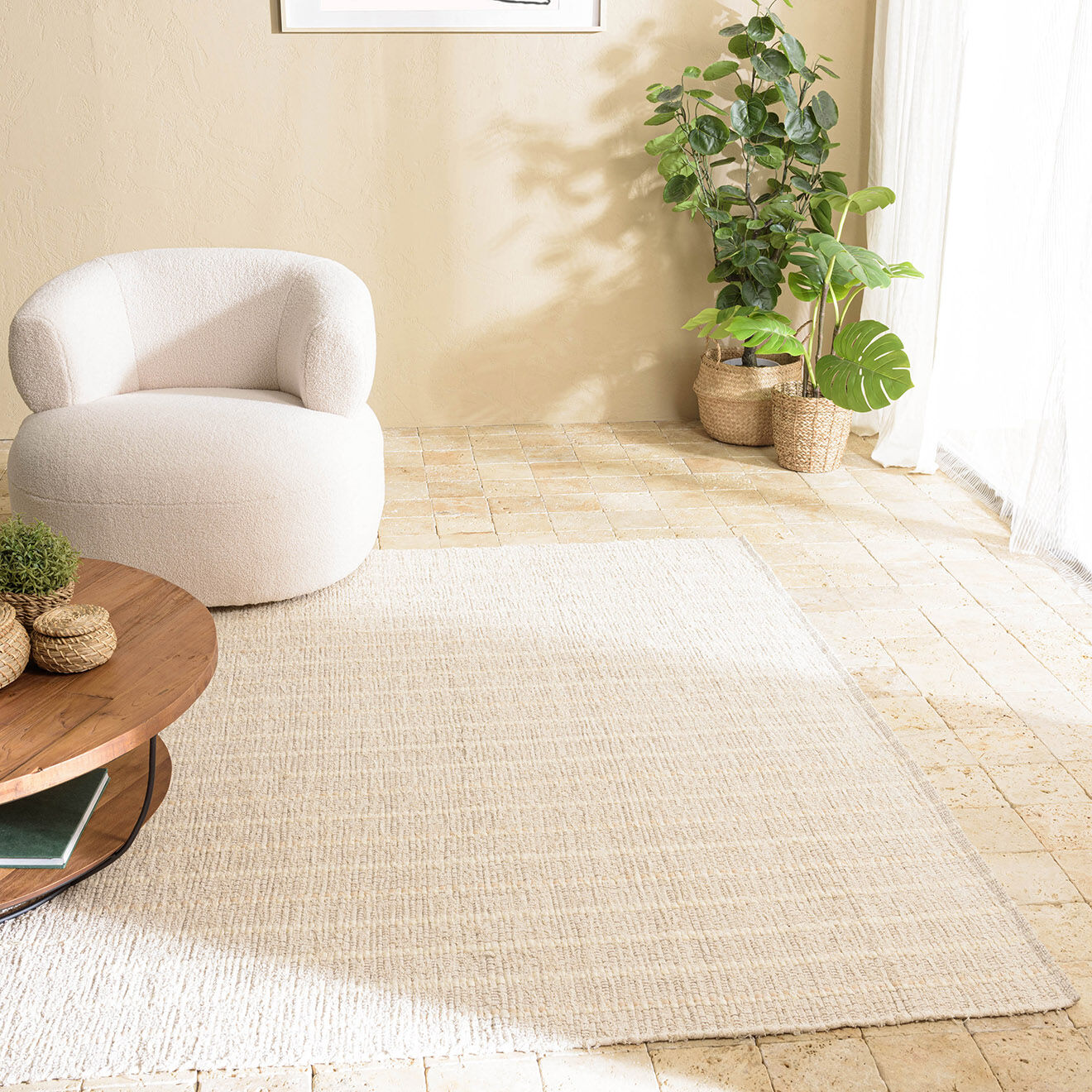 Macabane Tapis en Coton recyclé Sacha ivoire - 230x160 cm