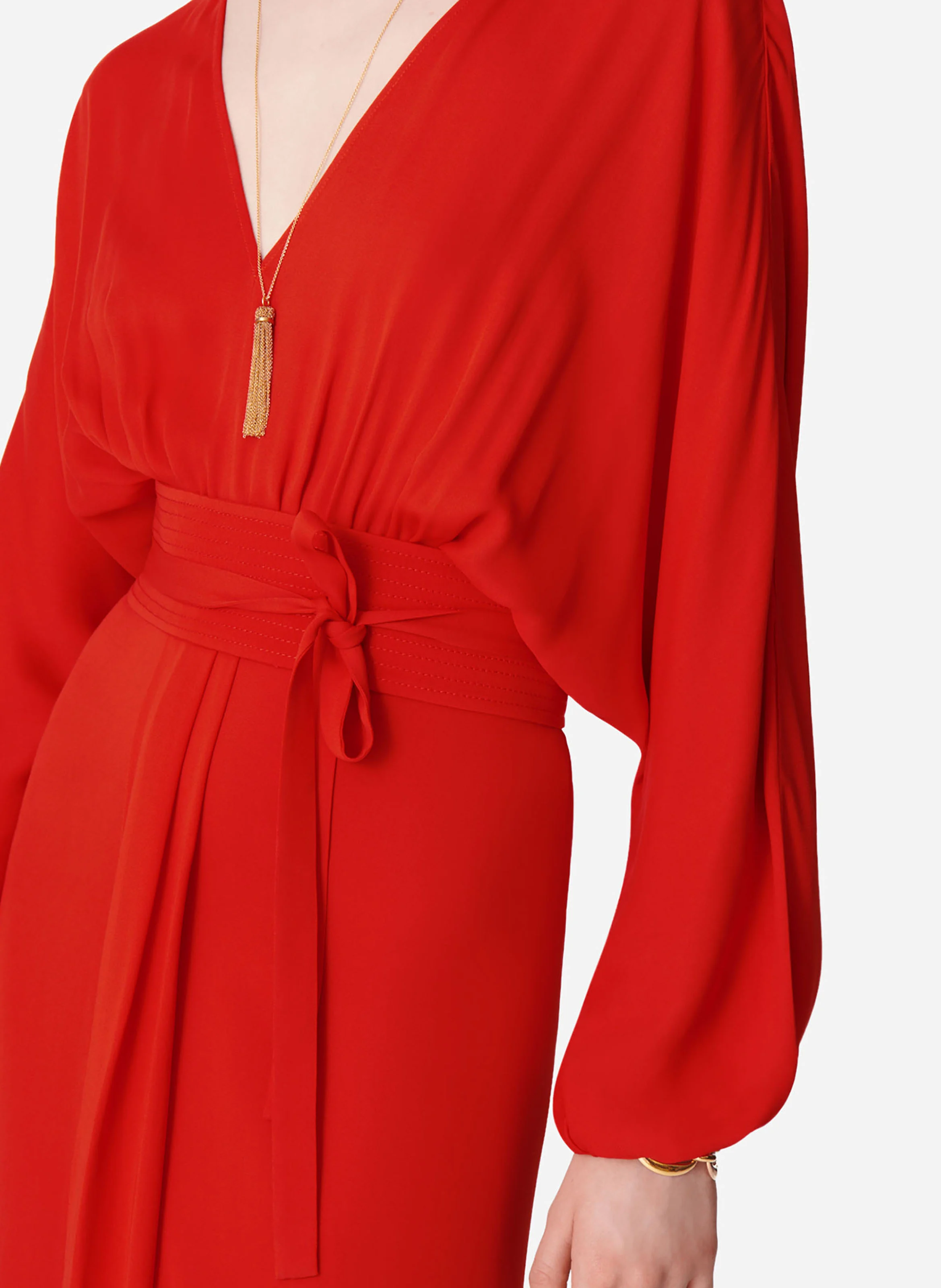 DAESSA - Robe longue fluide ajustée | Rouge