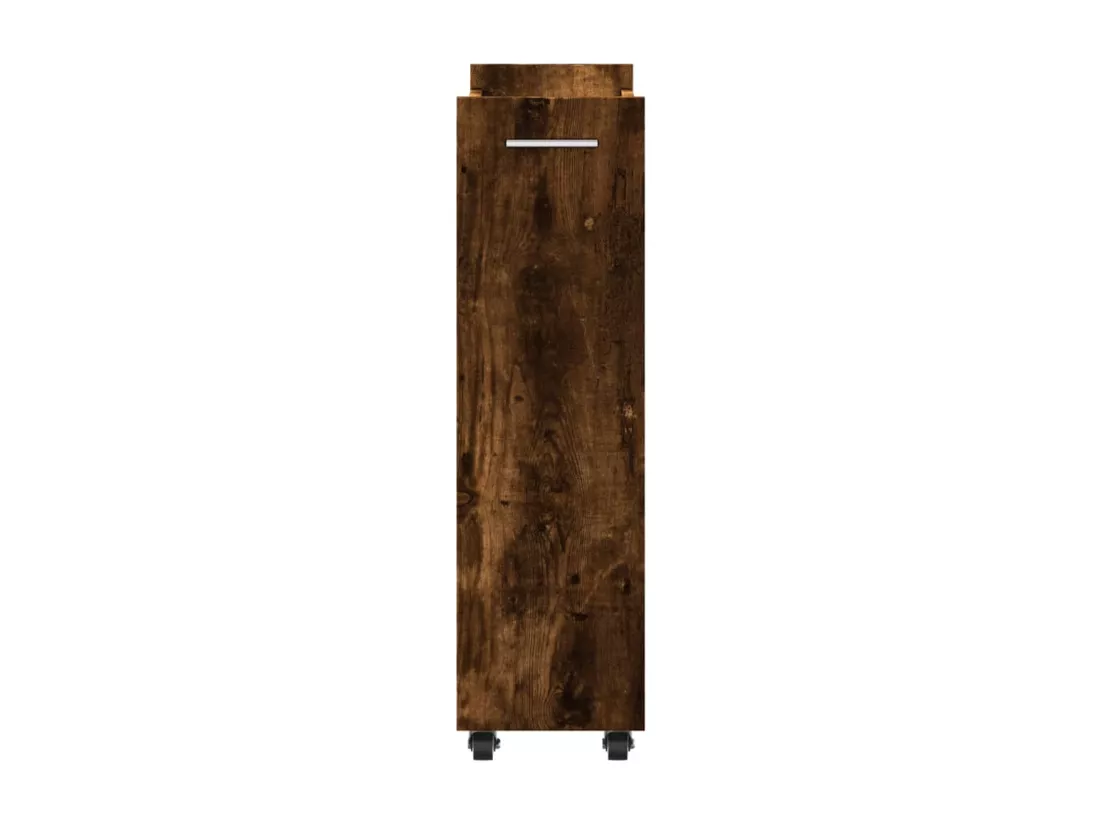 Armoire avec roues chêne fumé 60x22x79 cm bois d'ingénierie