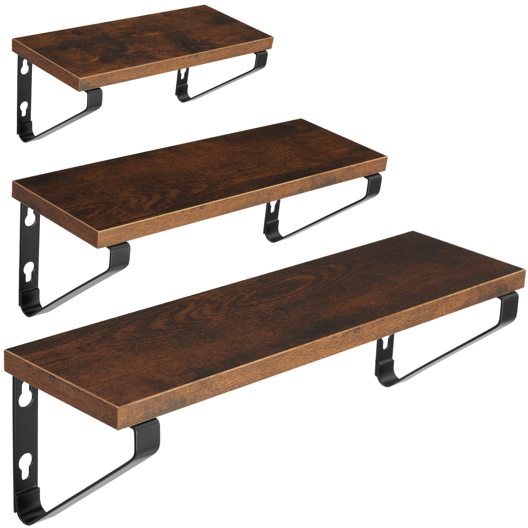 tectake® 3er Set Wandregal, Industrial Style, Belastbarkeit je Regal 15 kg, Höhe 12 cm