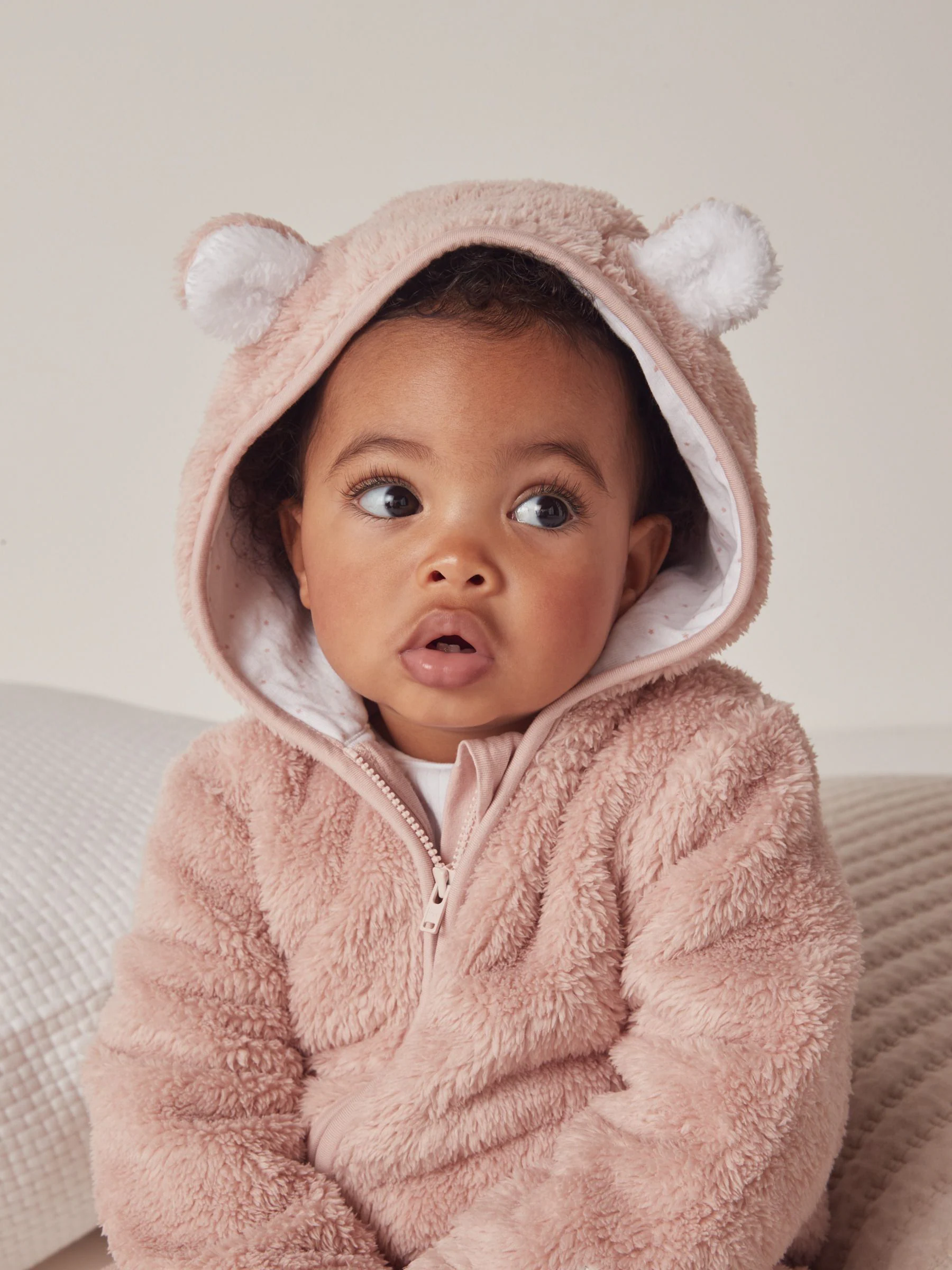 The White Company - Roze fleece rompertje